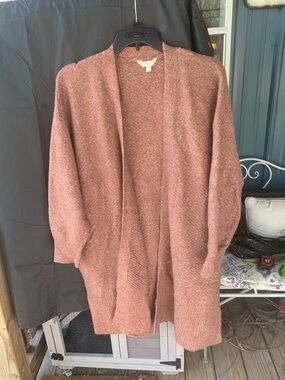 Terra & Sky Open-Front Cardigan in Rusty Orange